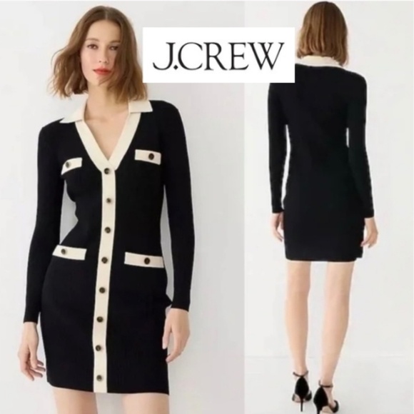 J. Crew Dresses & Skirts - J.Crew Black /white Ribknit dress, XXS, GD1219